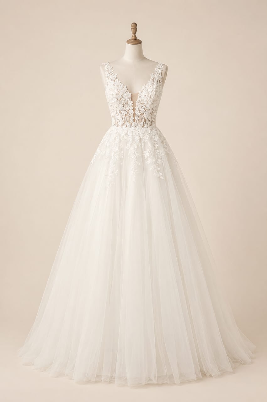 Floral Embroidery Wedding Dress