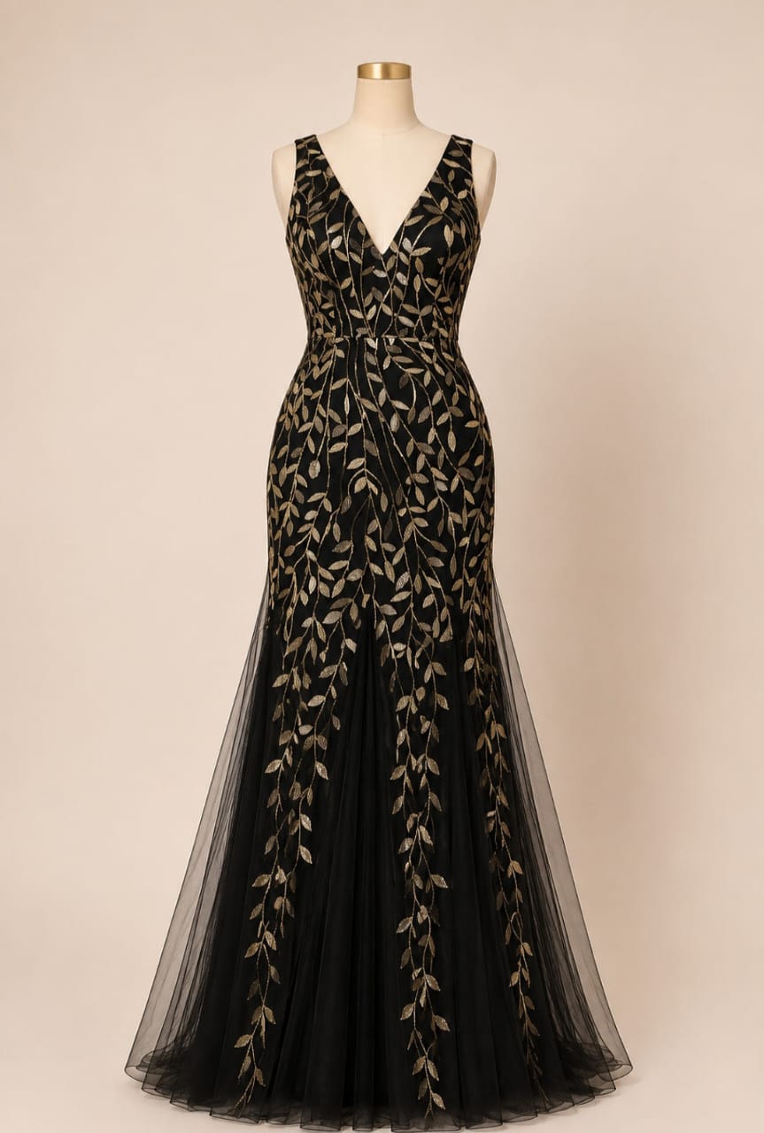 Floral Embroidery Mermaid Dress